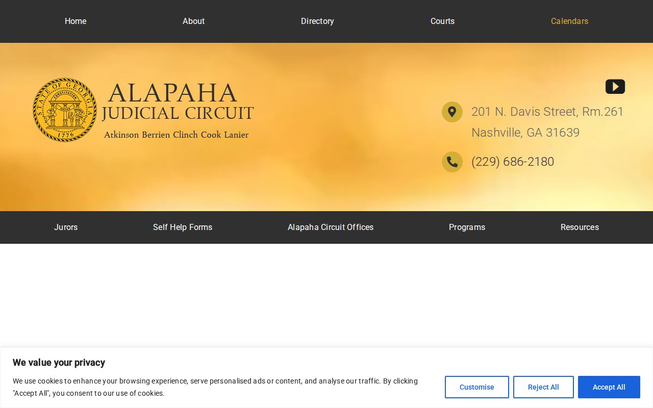 Alapaha Judicial Circuit calendar route for Clinch County warrant research